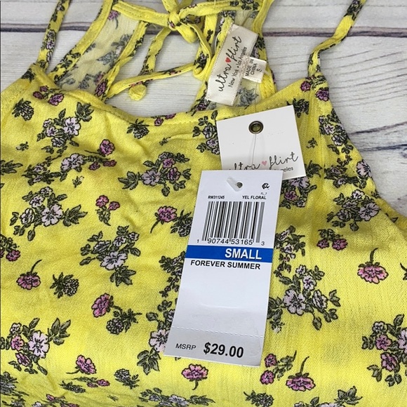 ULTRA FLIRT WOMEN'S FLORAL TOP YELLOW SIZE SMALL - Picture 4 of 5